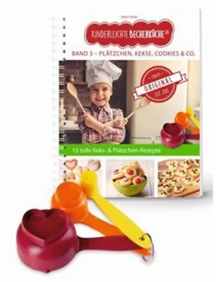 Produktbild von Kinderleichte Becherküche - Back-Set klein 4-tlg. Becher mit Ausstechform süss (Plätze, Maccaron) - Plätzchen, Kekse, Cookies & Co. - Bekannt aus "Die Höhle der Löwen"