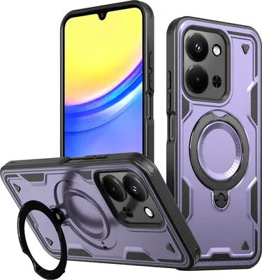 Produktbild von Dual Layer Hülle für Xiaomi Redmi 15C 5G/4G mit Ring Ständer Magnetisch Stoßfest Handyhülle Lila
