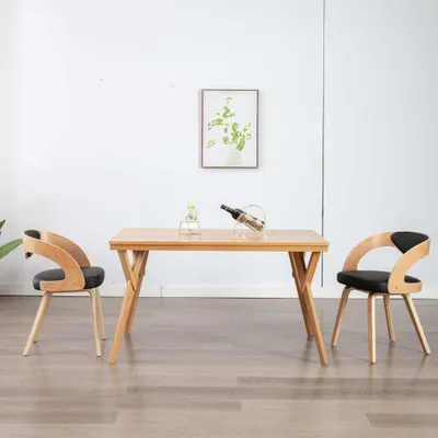 Produktbild von The Living Store Esszimmerstühle 2 Stk. Schwarz Bugholz und Kunstleder