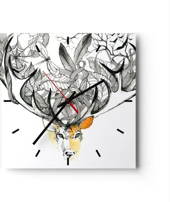 Produktbild von Wanduhr - Quadrat - Glasuhr - Lieber Wilde Blumen Wald - 30x30cm - Schleichendes Uhrwerk - Lautlos - zum Aufhängen bereit - Dekoration Modern - Wanddekoration aus Glas - C3AC30x30-3111