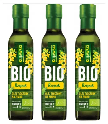 Produktbild von Kujawski Rapsöl kaltgepresst 3x 250ml - 100% ökologisch Öl - naturrein nativ
