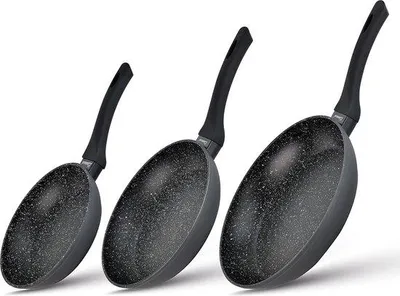 Produktbild von Famanu Pfannen-Set 3-teilig - Induktionsgeeignet, Antihaftbeschichtung, 20 cm, 24 cm, 28 cm
