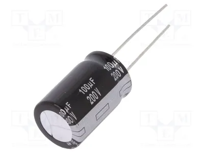 Produktbild von 1x Kondensator: elektrolytisch Ø16x25mm 200VDC 100uF THT 20% EEUEB2D101 Elektrol