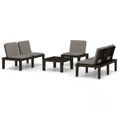 Produktbild von 4-tlg. Garten-Lounge-Set mit Kissen Kunststoff Grau