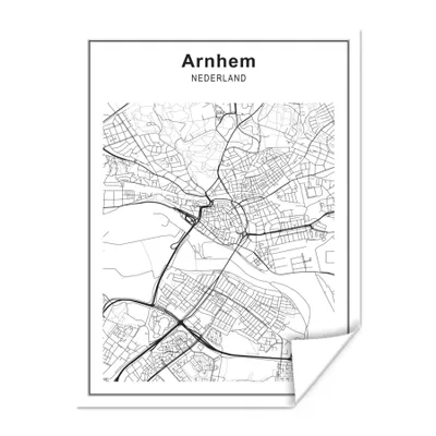 Produktbild von MuchoWow® Poster Stadtplan - Arnheim - Schwarz und weiß 120x160 cm - Wandbilder