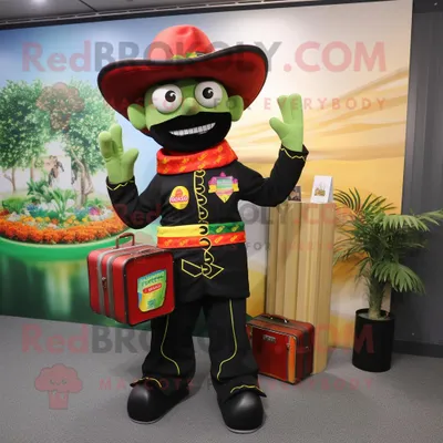 Productafbeelding van Fajitas mascotte REDBROKOLY kostuum karakter gekleed met een jumpsuit en aktetassen