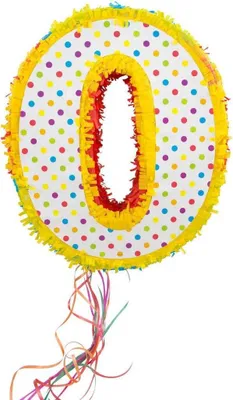 Produktbild von Folat Bunte Ziehpiñata Zahl 0 – Party-Spiel für Geburtstagsfeiern und Jubiläen