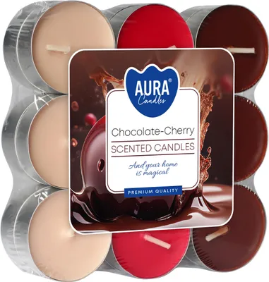 Image de 18 bougies parfumées, arôme : chocolat et cerise