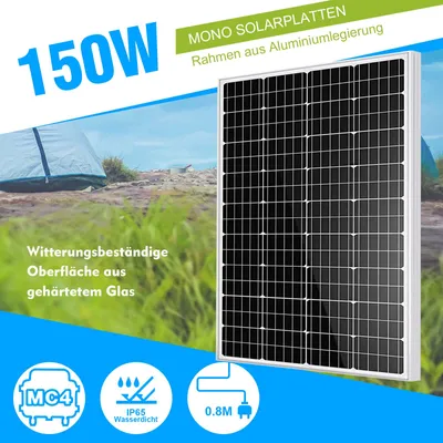 Obrázek produktu pro 150W solární panel solární modul 12V monokrystalický 150W pro obytná kempingová čerpadla