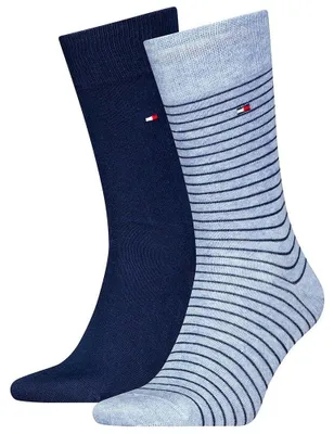 Zdjęcie produktu dla Skarpety Tommy Hilfiger Small Stripe (pakiet 2 par), skarpety męskie, niebieskie w paski