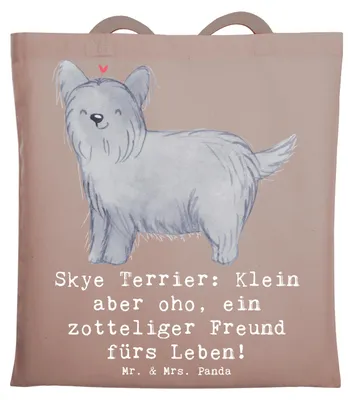 Produktbild von Mr. & Mrs. Panda Einkaufstasche Skye Terrier Freund - Braun Pastell - Geschenk, treu, Hunderasse, Hundeliebhaber, Hunderassen Charakter, treuer Begleiter, Shopping Tasche
