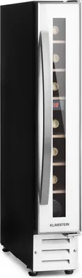 Produktbild von Klarstein Weinkühlschrank, 1 Zonen Getränkekühlschrank, Kleiner Einbau-Weinschrank Schmal, 20L Wein-Kühlschrank mit Glastür, Indoor/Outdoor Flaschenkühlschrank, Wine Fridge 5-22°C, 7 Flaschen
