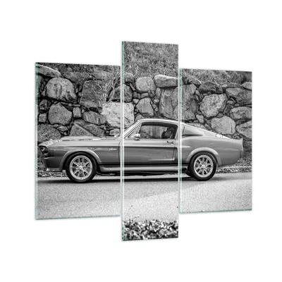 Produktbild von Bilder auf glas - 3 Teile - Auto Ford Mustang - 95x80cm - Glasbilder - Wandbilder - Bilder - zum Aufhängen bereit - Wanddekoration aus Glas - Glas Bilder - Wandbild auf Glas - GCB95x80-5011