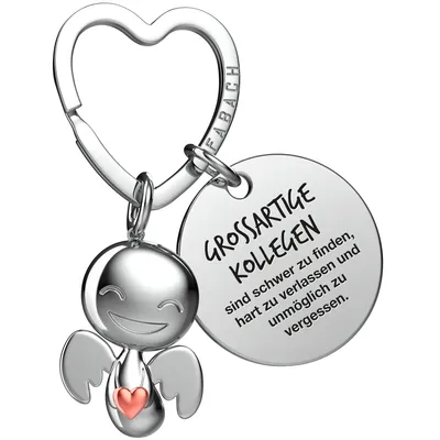 Produktbild von FABACH Beste Kollegin Schutzengel Schlüsselanhänger mit Herz und Gravur – Engel Glücksbringer mit Botschaft Abschiedsgeschenk für Arbeitskollegin