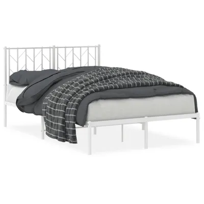 Image de vidaXL Cadre de lit avec tête de lit en métal blanc 120x190 cm