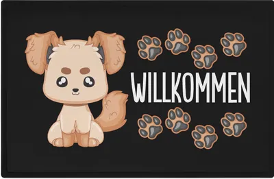 Produktbild von Trendation - Willkommen Fußmatte Hunde Grafik Niedlich Geschenk Hunde-Besitzerin Außen und Innenbereich 60x40cm