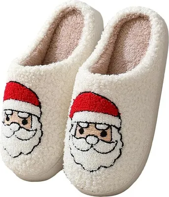 Produktbild von Hausschuhe Damen Plüsch Flauschige Pantoffeln Niedliche Cartoon Hausschuhe Weihnachten Halloween Rutschfeste Warm Slippers, Smile Elch, 36-37
