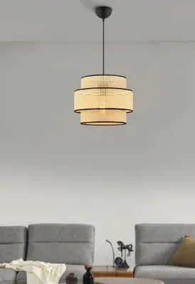 Immagine prodotto di Opviq, lampadario di alta qualità, struttura in metallo, 30 x 30 cm, altezza: 65 cm, , attacco E27 (max. 60 W), colore: cammello, design scandinavo, elegante e moderno.