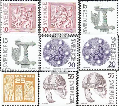 Produktbild von Briefmarken Schweden 1975 Mi 894-896y Do,Du,897y C, 898y Do,Du (kompl.Ausg.) postfrisch Archäologische Funde