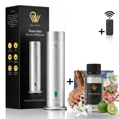 Produktbild von Pip & Wells® Luxurious Aroma Diffusor Kabellos – Pure One Wiederaufladbar Raumduft Diffusor mit Eine Duft(120 ml)  &  Wasserloser Nano Technologie