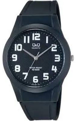 Produktbild von Q&Q Uniuhr mit Silikonarmband, 10 bar, schwarz