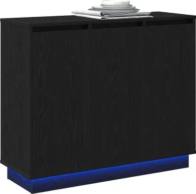 Zdjęcie produktu dla vidaXL Kredens LED czarny imitacja dębu 90 x 32 x 75 cm