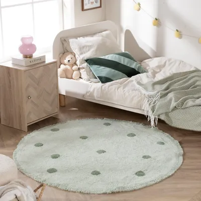 Produktbild von Volero - Teppich Kinderzimmer Rund - Lou Dots Grün - Ø 140cm - Kinderzimmer, Babyzimmer