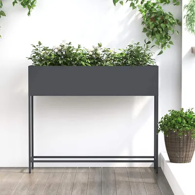 Produktbild von "2026 MODERNE"Garten-Pflanzgefäß/Hochbeet Moderne - Pflanzkübel - Blumentopf Gartenpflanzer Anthrazit 100x26x82cm Stahl NEU493909 - Beete