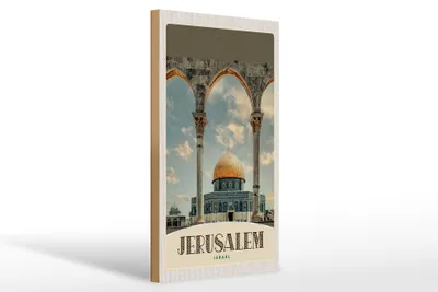 Produktbild von Holzschild Reise 20x30cm Jerusalem Israel Tempel Urlaub