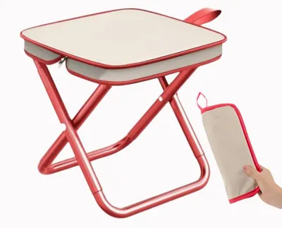 Imagen del producto de Silla plegable, con capacidad de carga de 200 kg, silla de camping para exteriores, color rojo, portátil, ideal para el jardín
