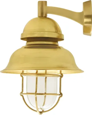 Produktbild von Außenwandleuchte Echt-Messing Glas E27 IP64 35 cm hoch in Messing Maritim Außenleuchte Wand