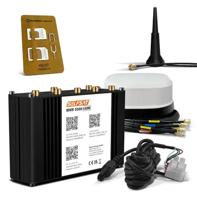 Produktbild von SELFSAT MWR 5560 eSIM 5G Cat 19 WLAN Router bis 3,4 Gbps inkl. SATCO 5G Antenne weiß