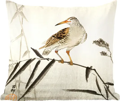 Produktbild von MuchoWow® Zierkissen Sofakissen Wohnzimmer Dekokissen 45x45 cm Vogel - Japanisch - Vintage - Schlafpolster - Polster für das Sofa