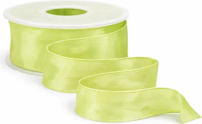 Produktbild von 25m Dekoband Taft Drahtkant B:40mm Taftband Schleifenband Geschenkband Satinband limone