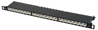 CAT7 24-Port Patchpanel 0,5U geschirmt schwarz