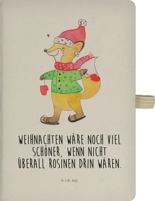 Produktbild von Mr. & Mrs. Panda Journal Fuchs  Schlittschuhe - Transparent - Geschenk, Weihnachten, Weihnachtsmann, notizbuch, Tannenbaum, Reisetagebuch, Kladde, Winter, Weihnachtsbaum