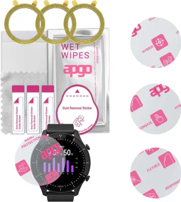 Produktbild von apgo 3 Stück Schutzglas, klar, kompatibel mit Media-tech Activeband Genua MT870 Smartwatch, Hybrid 8H, Ersatz für Hartglas, Displayschutzglas, Bildschirmschutz, Displayschutz, kratzfest