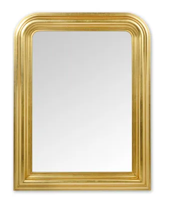 Obrázek produktu pro MO.WA Nástěnné zrcadlo Klasické zrcadlo 67x87 cm - Dekorativní zrcadlo Louis Philippe s plátkovým zlatem - Klasické zrcadlo se starožitným dřevěným rámem pozlacené - Vyrobeno v Itálii -