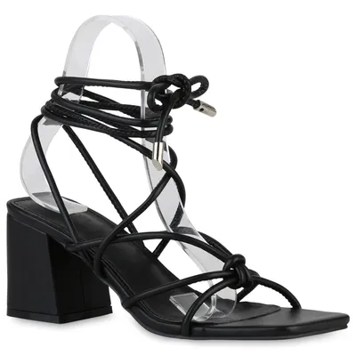 Produktbild von VAN HILL Damen Riemchensandaletten Sandaletten Schnürer Schuhe 839939, Farbe: Schwarz, Größe: 39