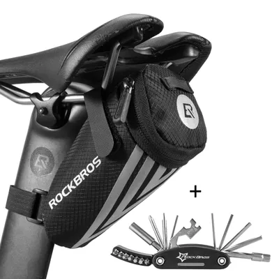 Produktbild von ROCKBROS Fahrrad Satteltasche Fahrradsitz & 16 in 1 Multifunktionswerkzeug Reparatur Werkzeug Set Alu für Montainbikes, Rennräder