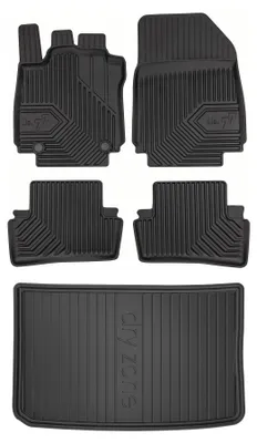 Produktbild von Gummi-Fußmatten für Renault Clio IV 2012-2020 (Schrägheck, fester Ladeboden) – Schwarz, passgenau – Wielganizator