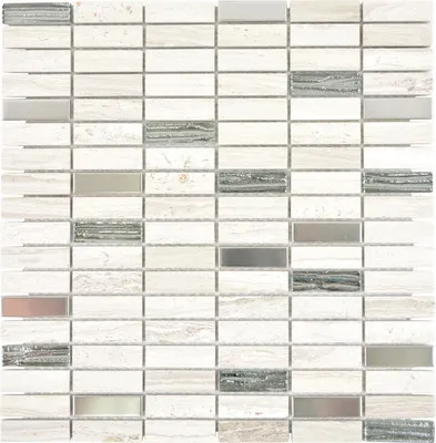 Produktbild von Natursteinmosaik XNM SM67 29,8x30,4 cm grau/weiß