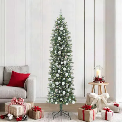 Immagine prodotto di Maison Exclusive - Albero di Natale artificiale slanciato, verde e bianco, 210 cm