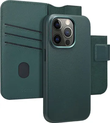 Image de Accezz Bibliothèque en cuir 2-en-1 avec MagSafe pour Apple iPhone 14 Pro - Cedar Green