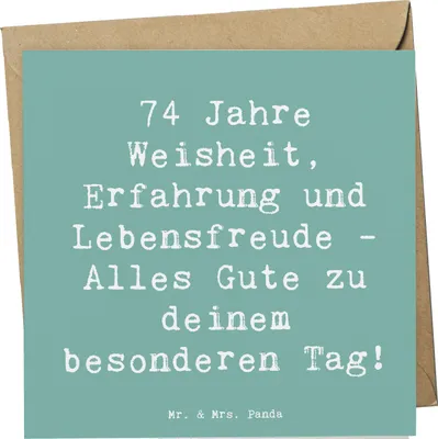 Produktbild von Mr. & Mrs. Panda Grußkarte Spruch 74. Geburtstag - Meeresbrise - Geschenk, Alles Gute, Alter, faltkarte, anlasskarte, doppelkarte, Feiern, Glückwunschkarte, Klappkarte