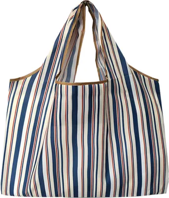 Produktbild von Blumensternstreifen wiederverwendbare Faltfalten Frauen Einkaufstasche große Kapazitätstasche Tasche-7#