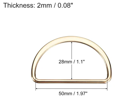 Produktbild von 8 Stš¹ck Metall D Ringe Schnalle 50mm(1.97") 2mm Dicke Geschwei?te D-Ringe Schnalle fš¹r Gurtband N?hen Kleidung B?nder Taschen Gš¹rtel DIY Zubeh?r Goldton