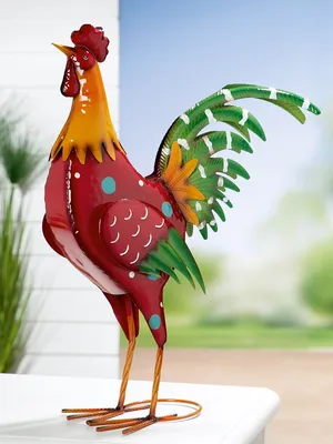 Produktbild von Gilde Figur, Hahn, Metall, mehrfarbig, VE 2, L. 18 cm, B. 44 cm, H. 59 cm 68887 4063387688878