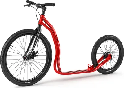 Image de Yedoo Trexx Disc Alloy Scooter Trottinette / Dogscooter - pour adultes et adolescents, jusqu'à 150 kg, avec pneus gonflables 26/20, freins à disque et guidon réglable rouge
