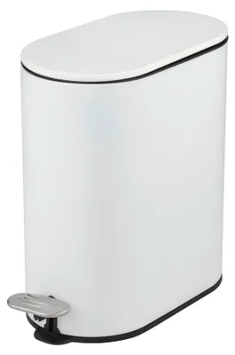 Immagine prodotto di WENKO Secchio per cosmetici Mod Collungo indipendente Secchio con pedale bianco 5 litri Chiusura automatica in metallo Acciaio Plastica 14 x 28,5 x 29,5 cm Bianco Nero